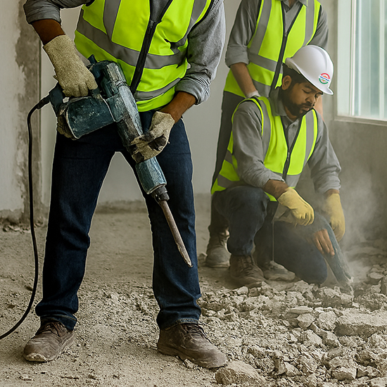 Controlled demolition and hacking works in commercial building in Singapore