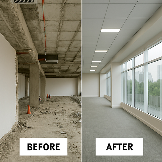 Office reinstatement works completed to original handover condition