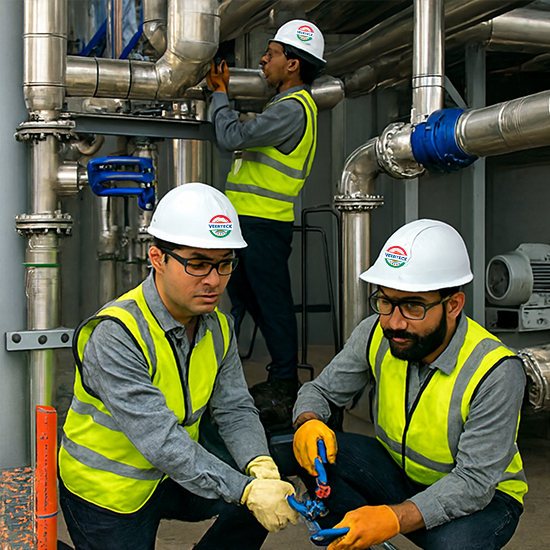 Mechanical piping and equipment installation works in industrial facility